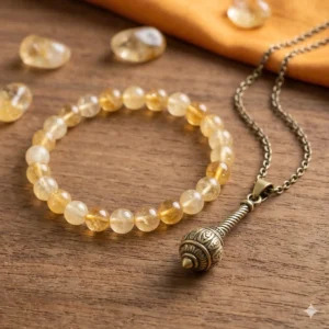 Citrine Bracelet & Hanuman Ji Gada Locket Combo