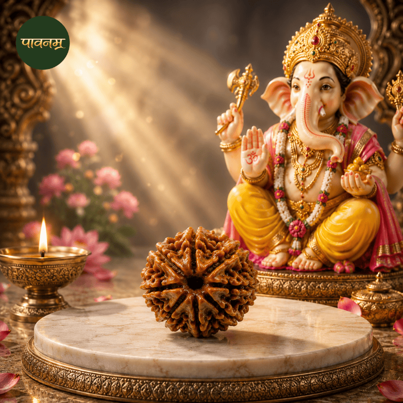 Pavanam 8 Mukhi Nepali Rudraksha – Ganesh Siddhi | Success & Obstacle Removal Bead